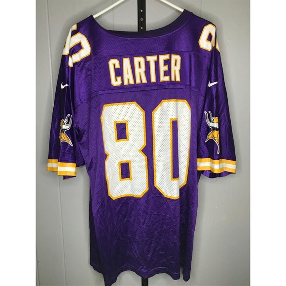 Vintage Nike Minnesota Vikings Purple Chris Carter Jersey 80 Size XL Made in USA - Picture 1 of 5